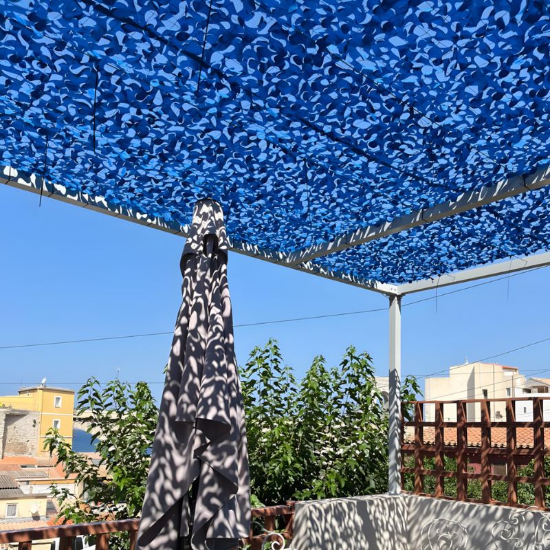 Blue camouflage shade net