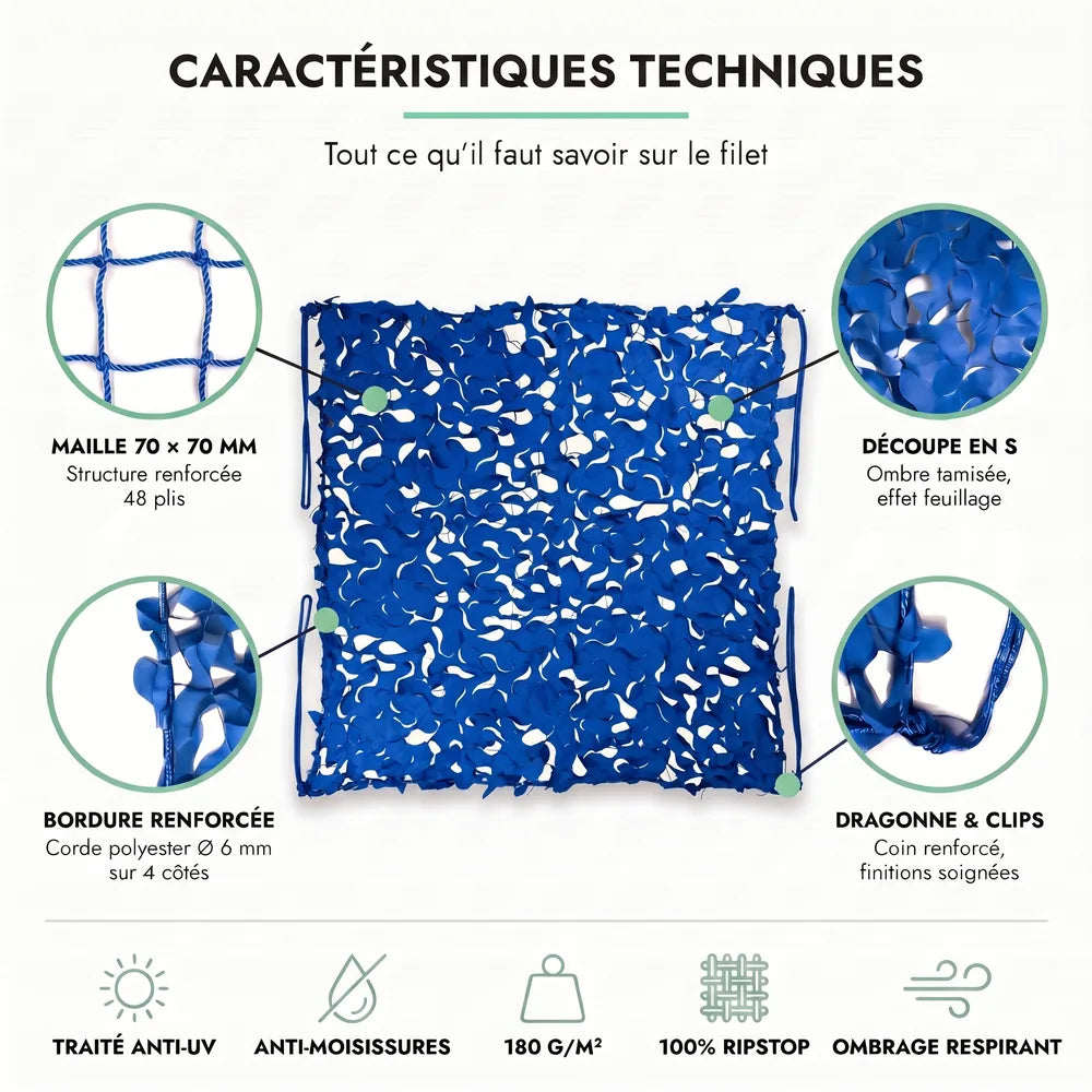 Triangular blue camouflage net