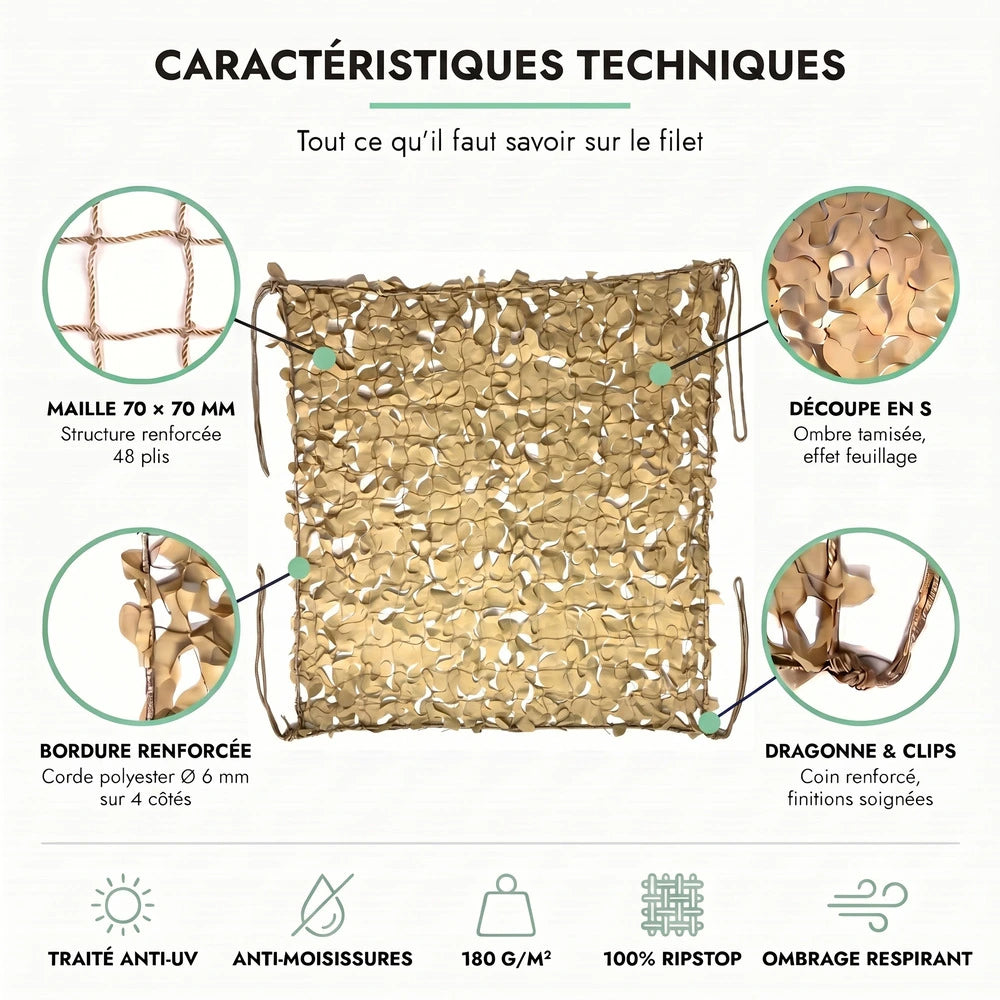 Reinforced sand camouflage net