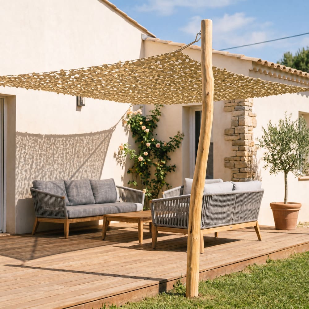 Wooden pole for camouflage netting