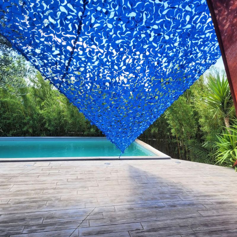 Blue triangular camouflage net