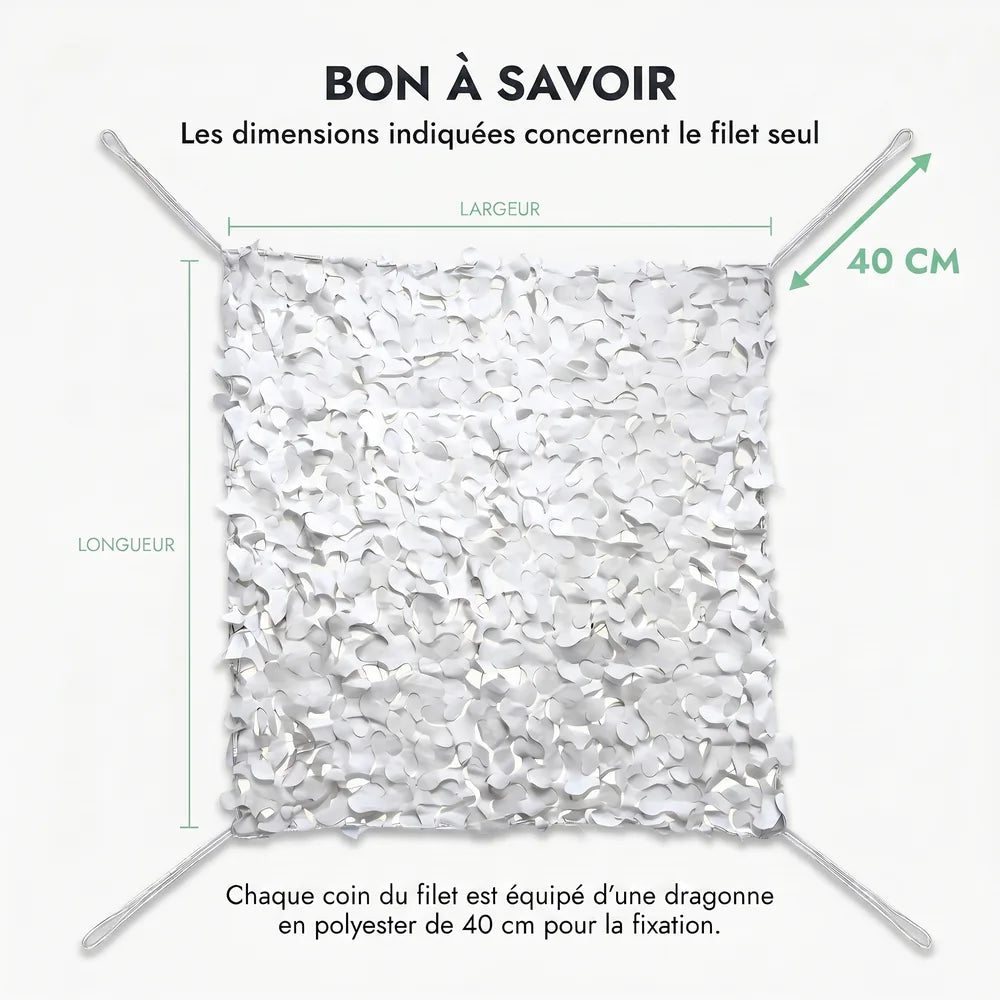 Reinforced white camouflage net