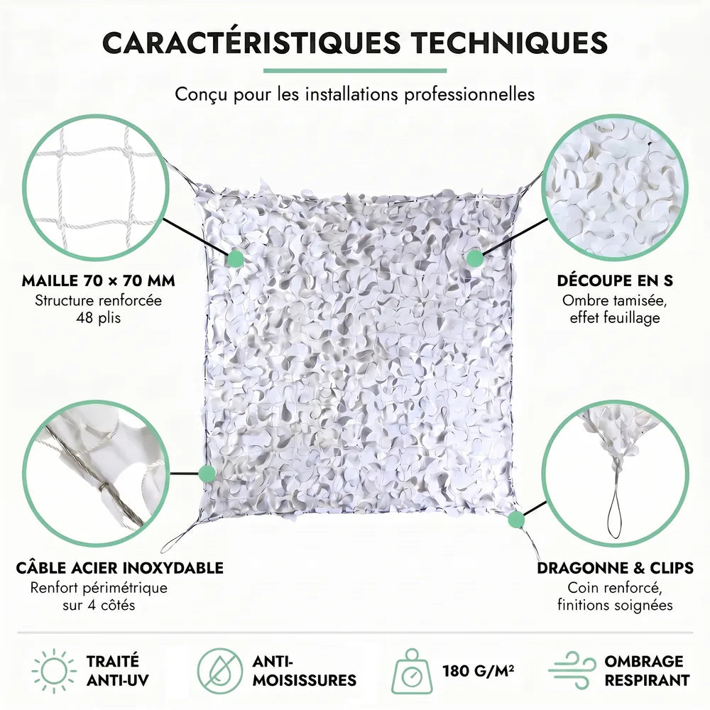 Reinforced steel cable camouflage net