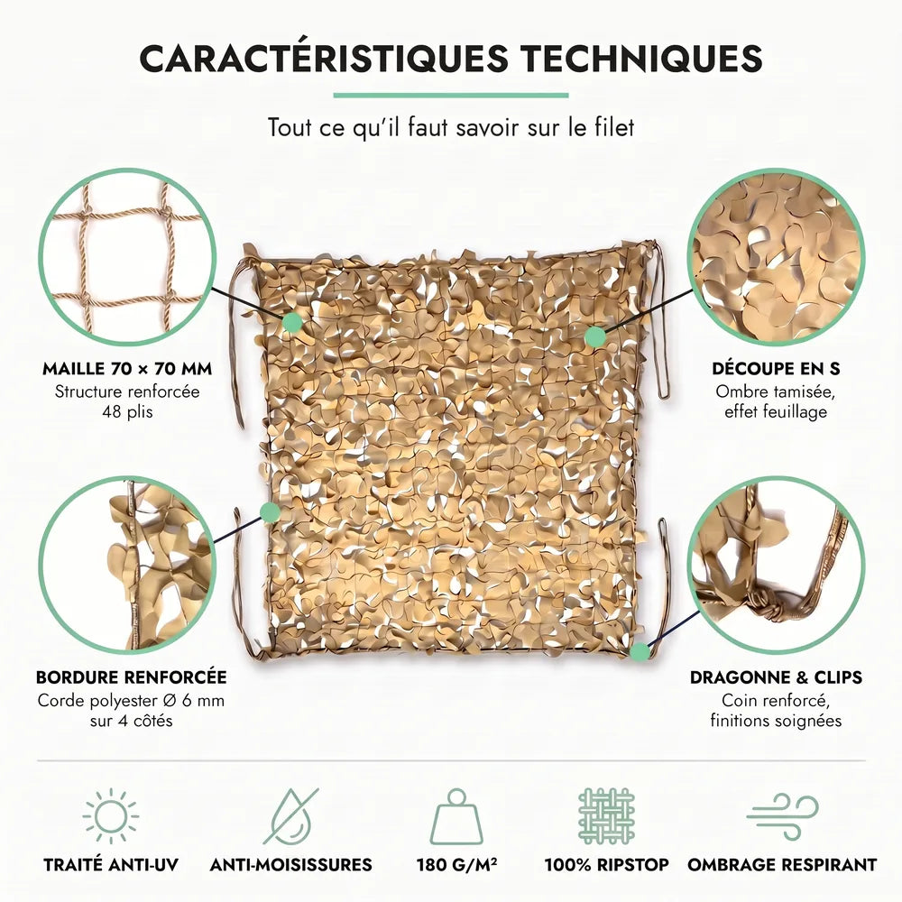 Reinforced sand camouflage net