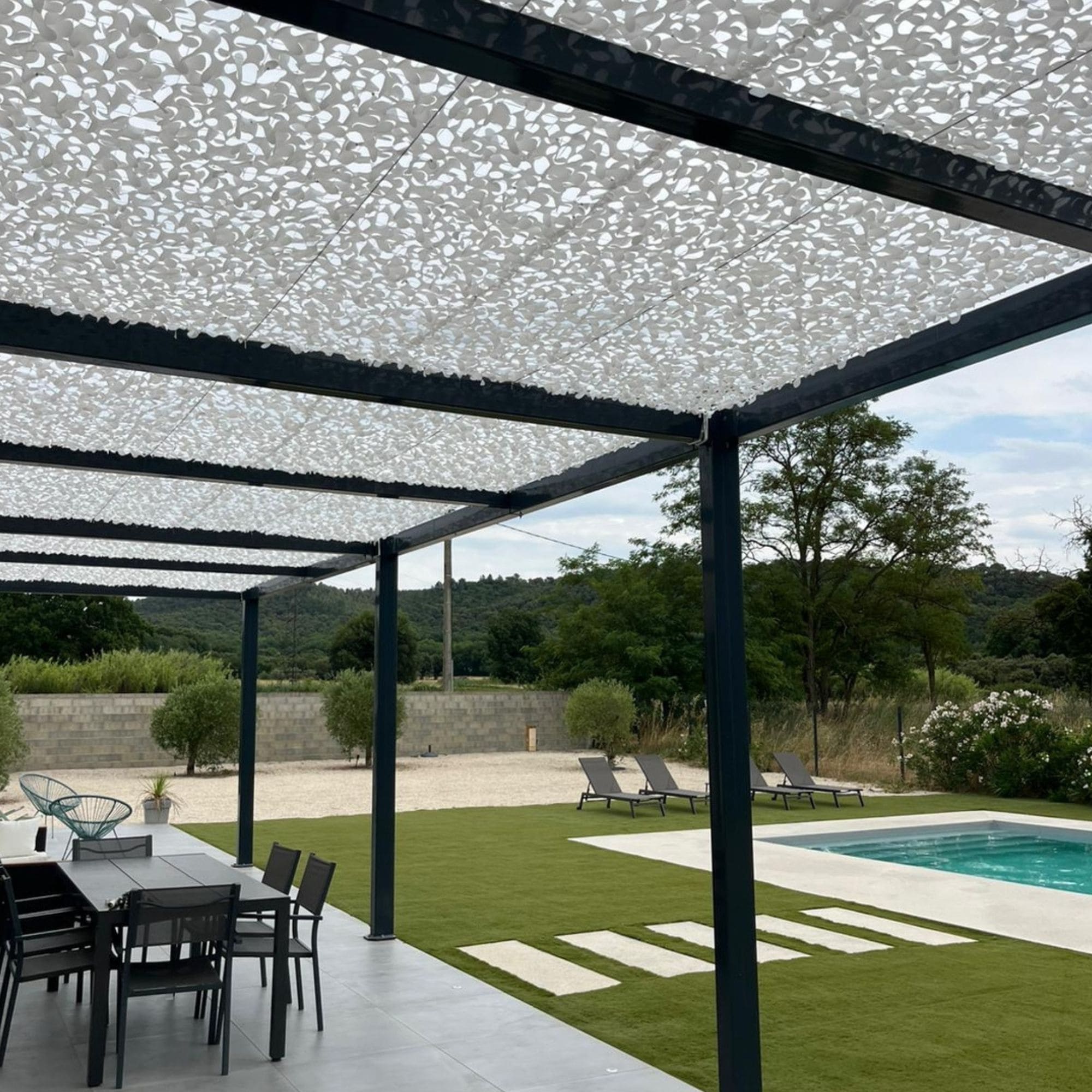 filet de camouflage blanc pergola