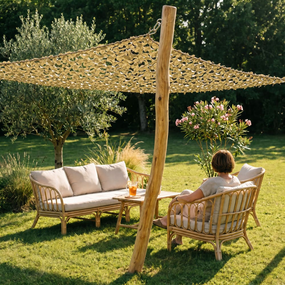 Wooden pole for camouflage netting
